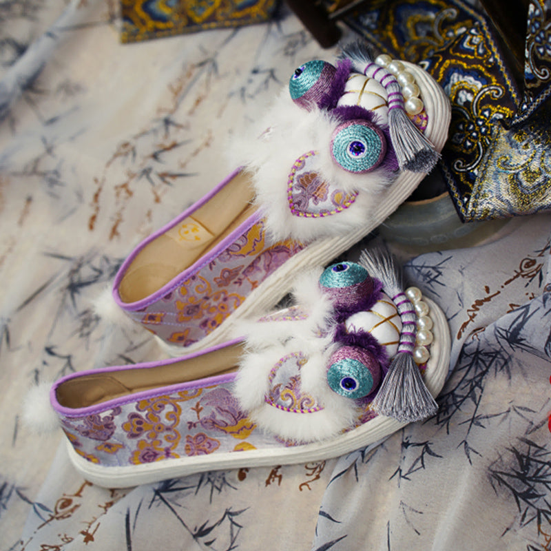 Purple embroidered tiger shoes