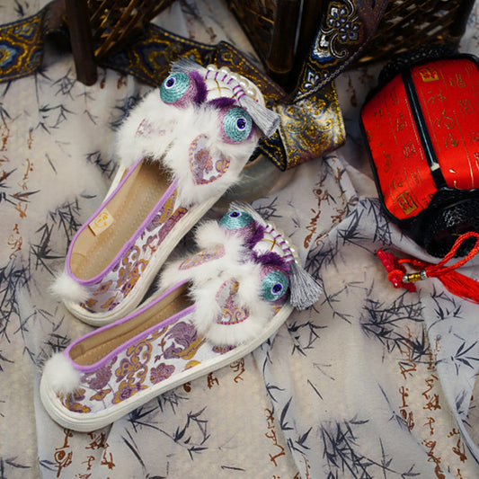 Purple embroidered tiger shoes