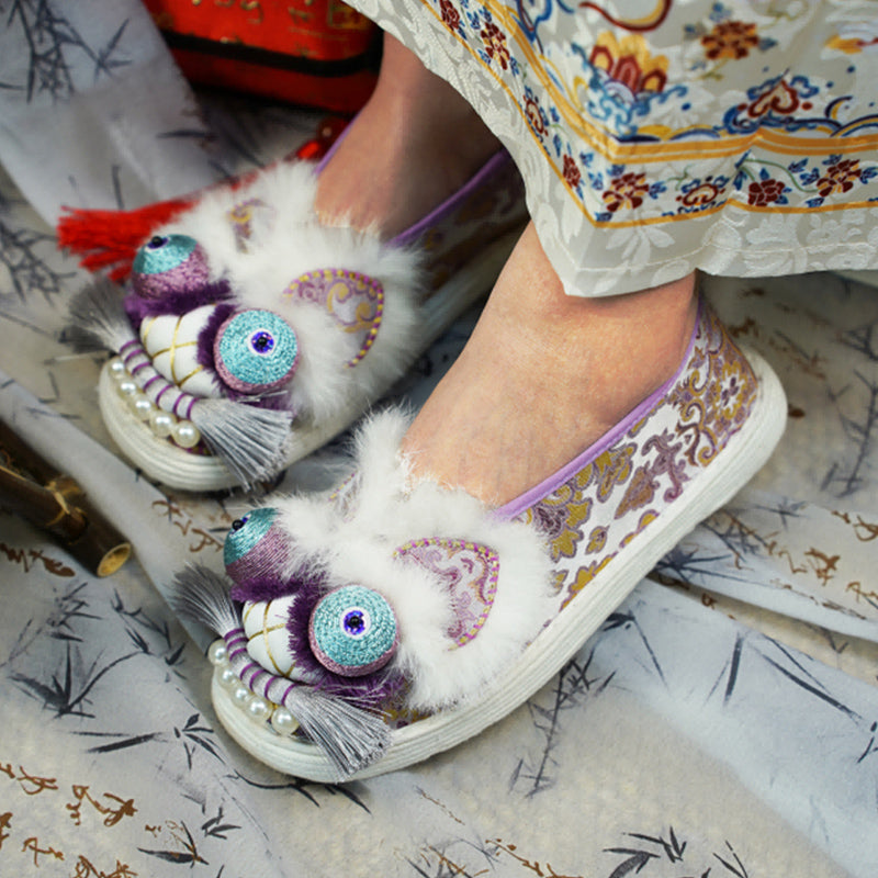 Purple embroidered tiger shoes