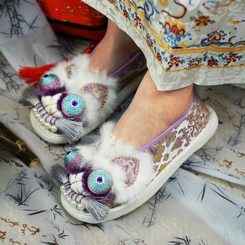 Purple embroidered tiger shoes