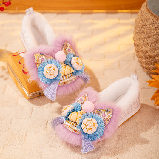 Purple tiger shoes (cotton slippers)