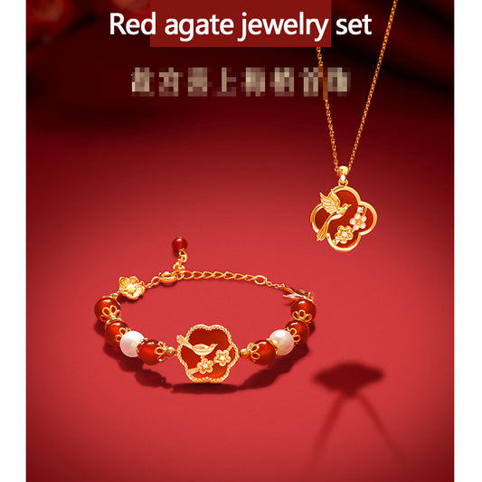 Red agate jewelry set