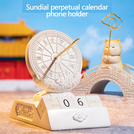 Sundial perpetual calendar phone holder
