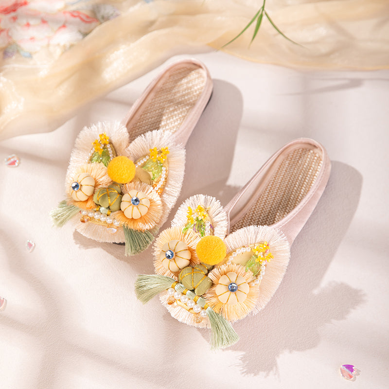 Rabbit fur tiger head shoes